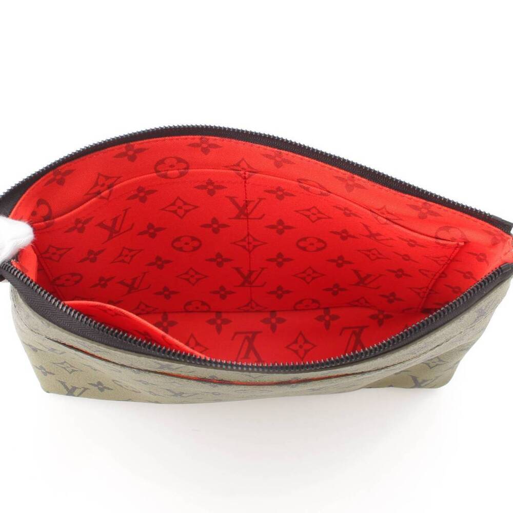 Louis Vuitton Khaki Monogram Souple Clutch Bag Green Brown Pochette Voyage - Picture 6 of 8
